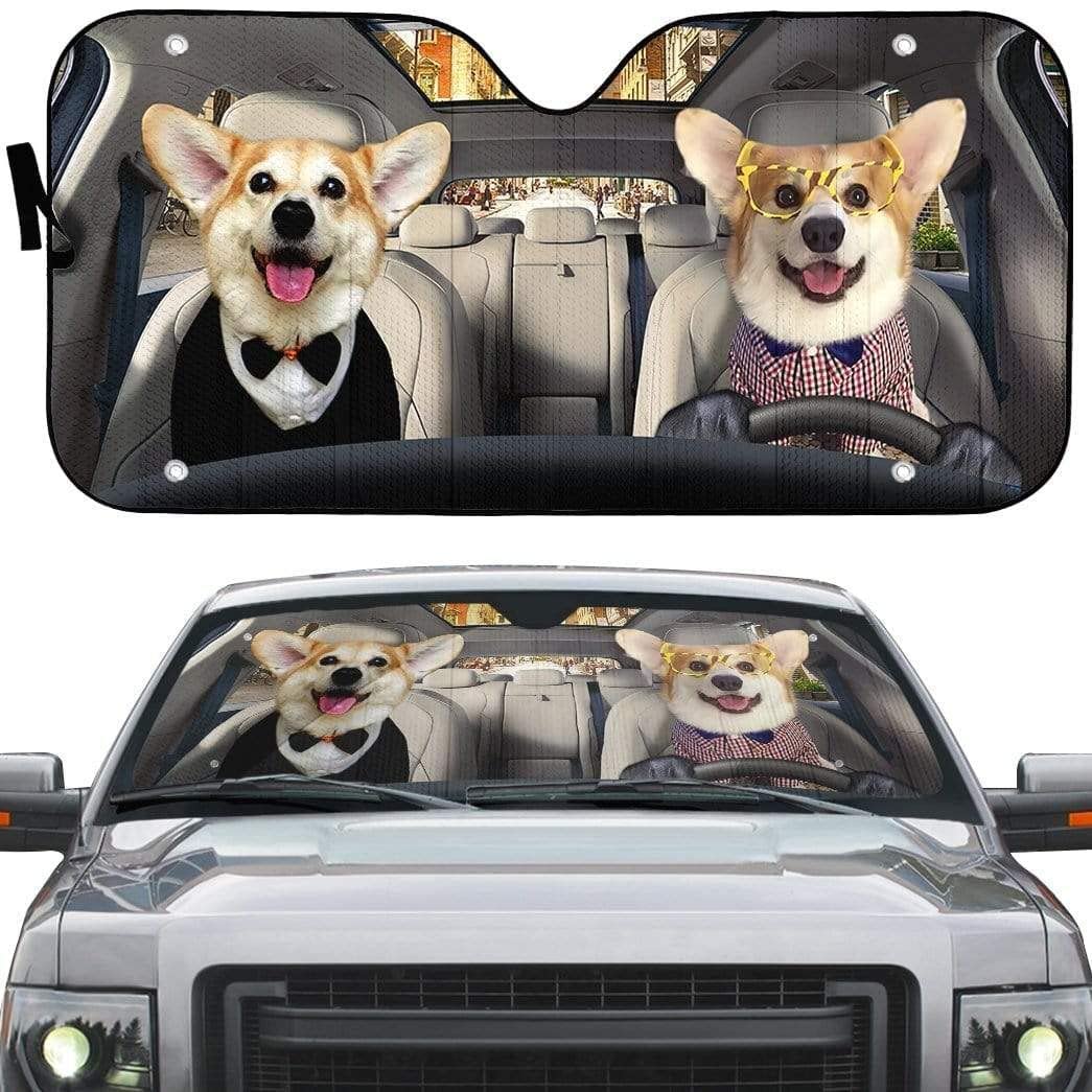 Pembroke Corgi Paar Hunde In Fliege, Süßes Corgi Paar Fahren Auto Windschutzscheibe Sonnenschutz Wasserbeständig Sonnenschutz Auto Frontscheibe Universal Für Meisten Fahrzeuge Lastwagen Sommer Pembroke Corgi Paar Hunde In Fliege, Süßes Corgi Paar Fahren Auto Windschutzscheibe Sonnenschutz Wasserbeständig Sonnenschutz Auto Frontscheibe Universal Für Meisten Fahrzeuge Lastwagen Sommer von Generic