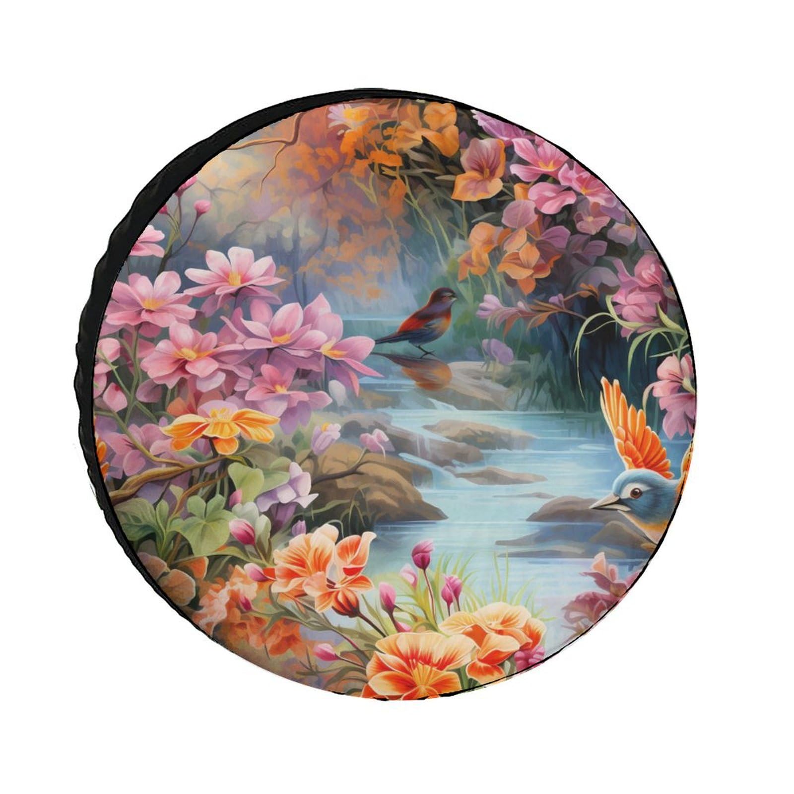 Radabdeckung Blumen Mit Vögeln Wasserdicht Reifen Schutzhülle Staubdicht Reifentasche Für Truck Caravan Auto 15 inch von Generic