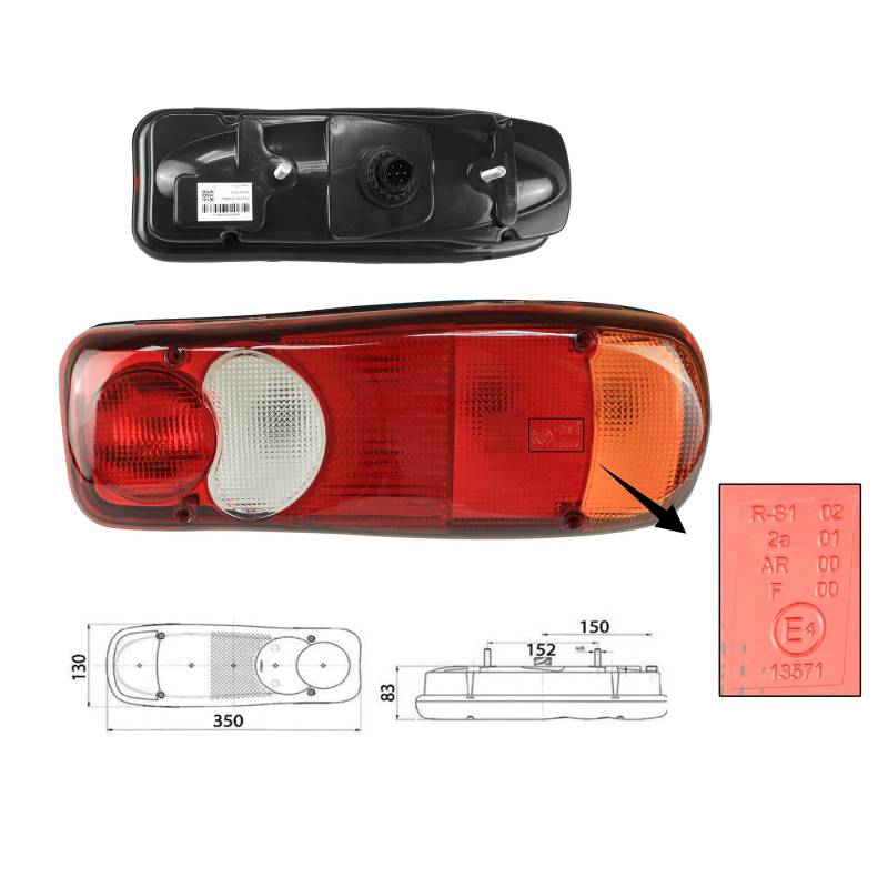 Rechts Rücklicht Heckleuchte Rückleuchte Für LKW PKW Anhänger E-prüf 12V/24V von Generic