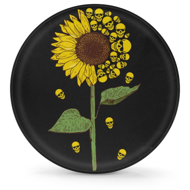 Reifentasche, Totenkopf Halloween Sonnenblume Blume Wasserdicht Reifen Schutzhülle Staubdicht Radabdeckung Für Fahrzeuge Auto SUV 16 inch von Generic