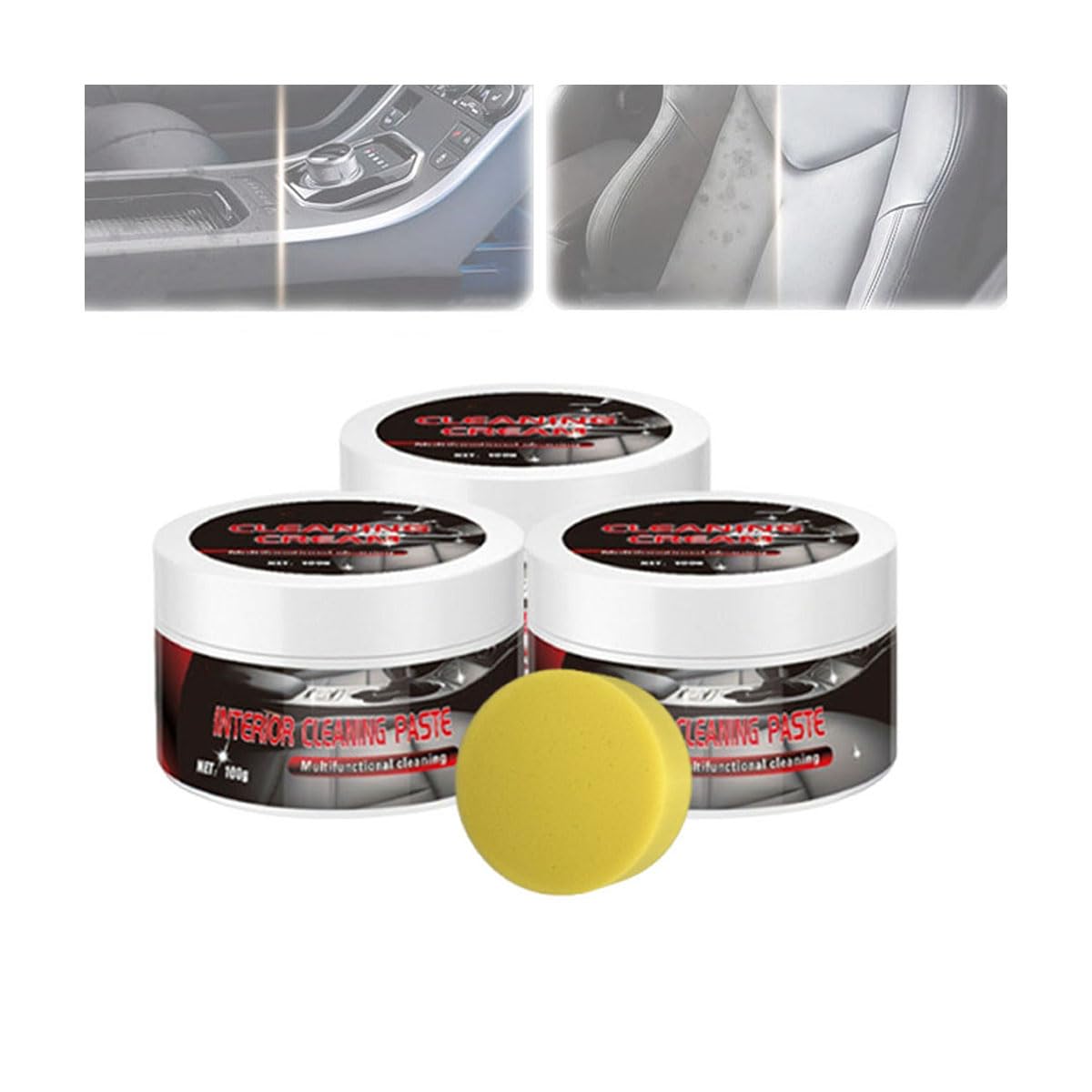 Reinigungscreme für Lederpflege und -renovierung im Autoinnenraum, Lederpflege-Reparaturcreme für Autopolster, Sitze und Möbel (3PCS) von Generic