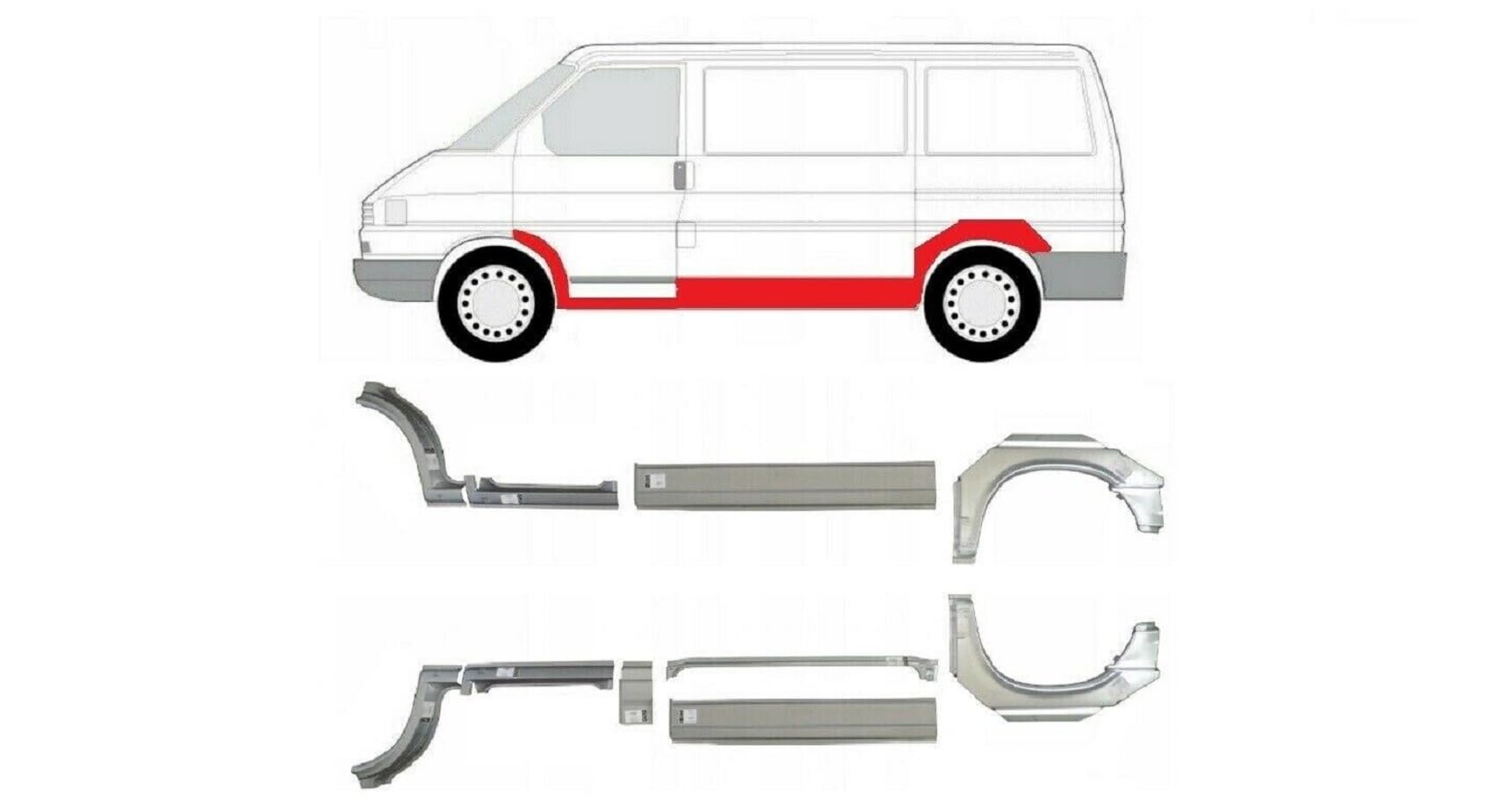 Reparaturblech EBH passend für Volkswagen T4 Kurz und Mittel Schweller Set L+R von Generic