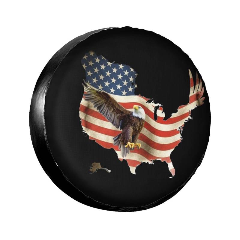 Reserveradabdeckung Amerikanische Flagge Adler Karte Radschutzhülle Wasserdicht Reifenabdeckungen Staubdicht Ersatzrad Abdeckung Für Auto Wohnmobil SUV S von Generic