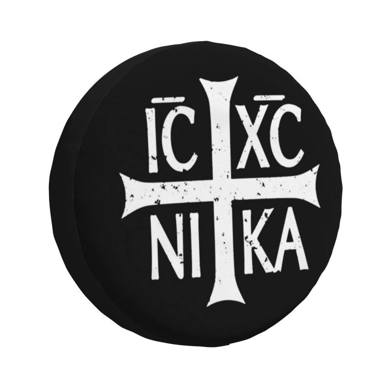 Reserveradabdeckung Christentum Orthodox Russisch Ersatzrad Abdeckung Universal Reifencover Premium Qualität Reifenabdeckungen Für Auto Wohnmobil SUV M von Generic