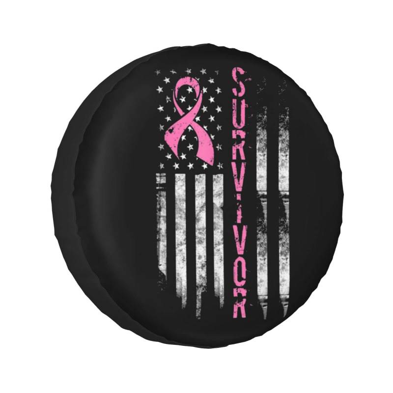 Reserveradabdeckung Coole Brustüberlebende Frauen Rosa Flagge Ersatzrad Abdeckung Uv-Schutz Reifencover Staubdicht Reifenabdeckungen Für Auto Wohnmobil SUV L von Generic