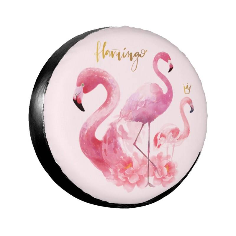 Reserveradabdeckung Flamingo Mit Blumen Aquarell Reifencover Uv-Schutz Reifenabdeckungen Universale Radschutzhülle Für Auto Truck SUV L von Generic