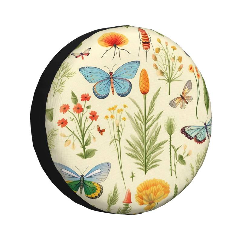 Reserveradabdeckung Schmetterling Blume Blätter Tier Ersatzrad Abdeckung Universal Radschutzhülle Premium Qualität Reifenabdeckungen Für Truck SUV Wohnmobil XL von Generic