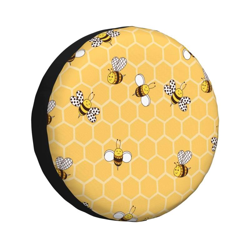 Reserveradabdeckung Süße Bienen Gelber Bienenstock Reifencover Uv Schutz Ersatzrad Abdeckung Wasserdicht Reifenabdeckungen Für Auto Wohnmobil SUV XL von Generic