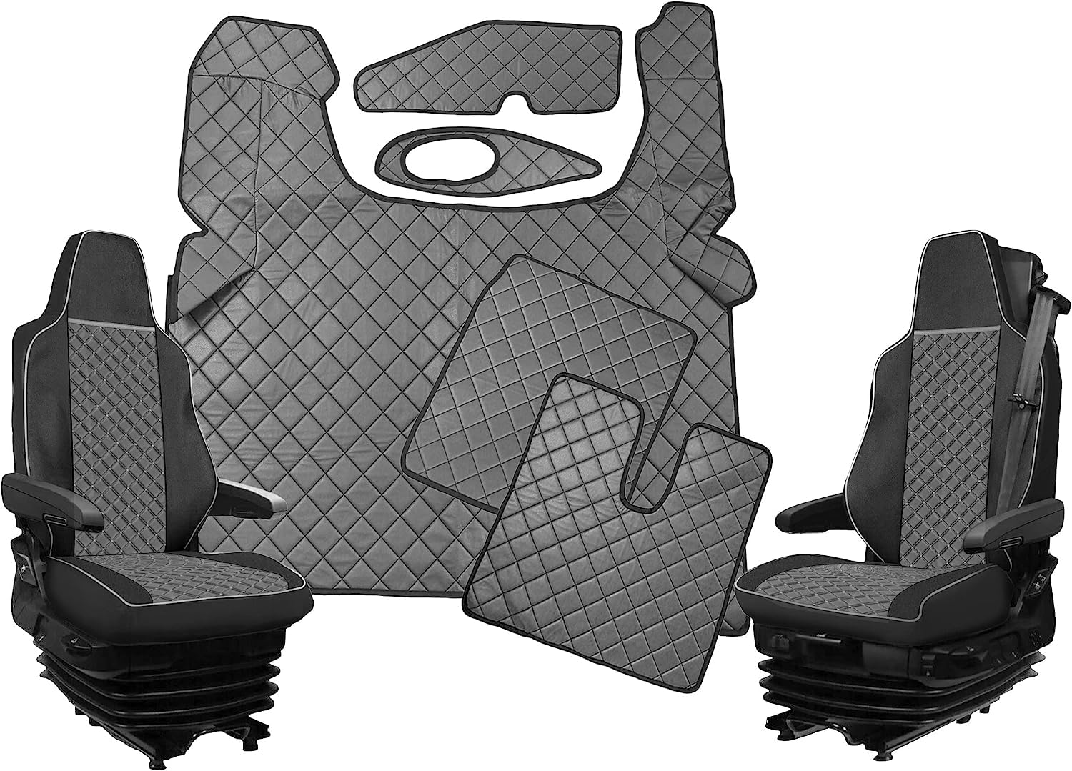 Satz Fußmatten + Sitzbezüge Grau 1+1 Passend Für TGX 2021 + LKW Im Lieferumfang sind Zwei Armaturenbrettmatten enthalten… von Generic