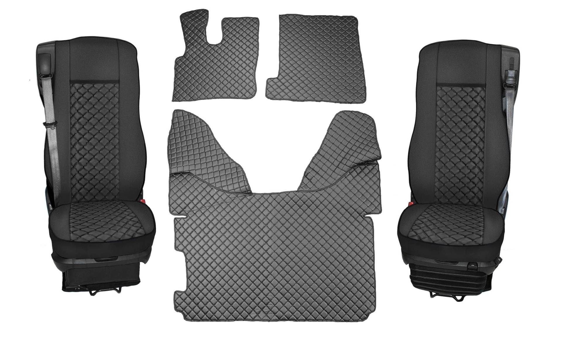 Satz Sitzbezüge + Fußmatten 1+1 Öko-Leder Schwarz Passend Für 106 XF CF Automatic Trucks Satz Sitzbezüge + Fußmatten 1+1 Öko-Leder Schwarz Passend Für 106 XF CF Automatic Trucks von Generic