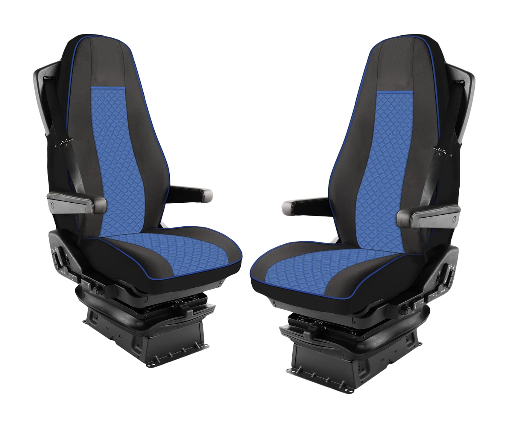 Satz Sitzbezüge Öko-Leder 1+1 Für LKW Sitzauflagen Schonbezüge Passform Für LKW Volvo Fh Euro 6 Blau von Generic
