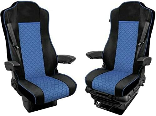 Satz Sitzbezüge Passend Für Actros MP4 Öko-Leder Schwarz und Blau 1+1 Für LKW Sitzauflagen Schonbezüge von Generic