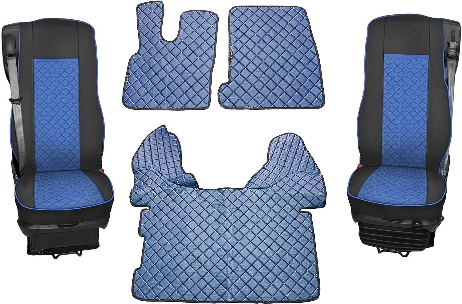 Satz Sitzbezüge Satz und Fußmatten Blau Für DAF 106 Öko-Leder Automatic Trucks LKW-Innenraum Satz Sitzbezüge Satz und Fußmatten Blau Für DAF 106 Öko-Leder Automatic Trucks LKW-Innenraum von Generic