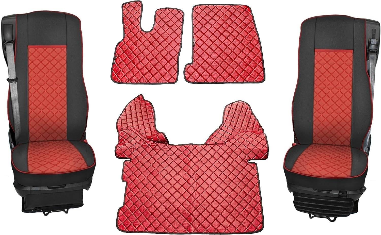 Satz Sitzbezüge Satz und Fußmatten Rote Für DAF 106 Öko-Leder Automatic Trucks LKW-Innenraum Satz Sitzbezüge Satz und Fußmatten Rote Für DAF 106 Öko-Leder Automatic Trucks LKW-Innenraum von Generic