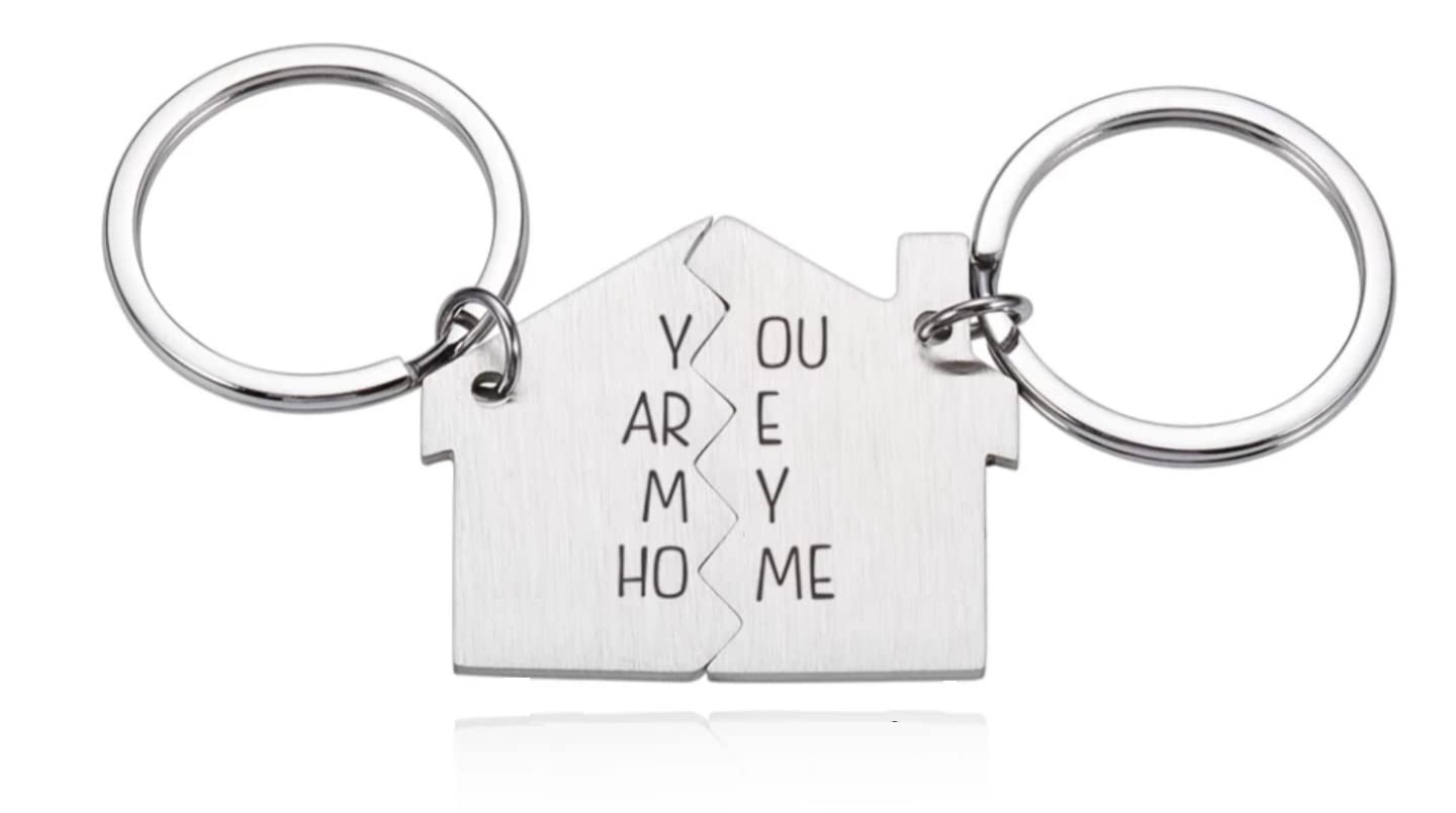 Schlüsselanhänger für Paare, 2 Stück, Aufschrift "You Are My Home", Schlüsselanhänger für Paare, Freundin, Freund, Geschenk, Silber(Zuhause), each 1.18 inch * 0.75 inch von Generic