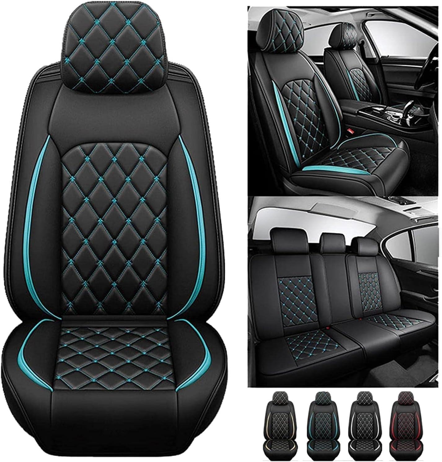 Schonbezüge Für Autositze Für Ford B-Max 2012-2023 2024 2025, Auto Sitzbezüge Universell, Autositzbezug Leder, Wasserdichtes, Bequem，Verschleißfestes, Feine(Black Blue) von Generic