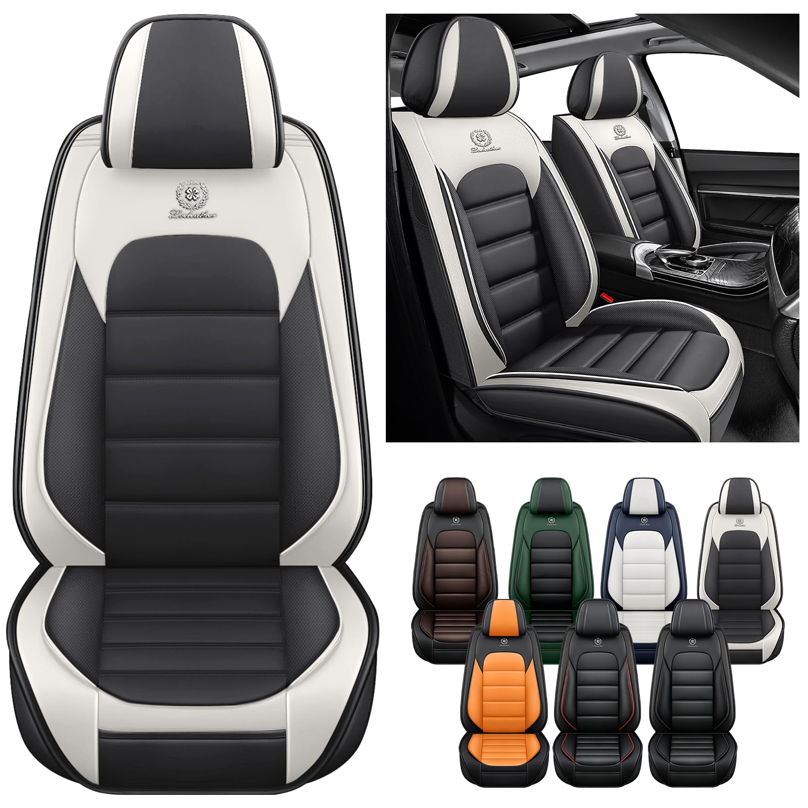 Schonbezüge Für Autositze Für Skoda Fabia Mk2 (5J) 2008 2009 2010 2011 2012 2013 2014, Autositzbezüge Universell, Autositzbezug Leder, Wasserdichtes，Atmungsaktives,Komfort,Aufbewahrungstasche(Gray whi von Generic