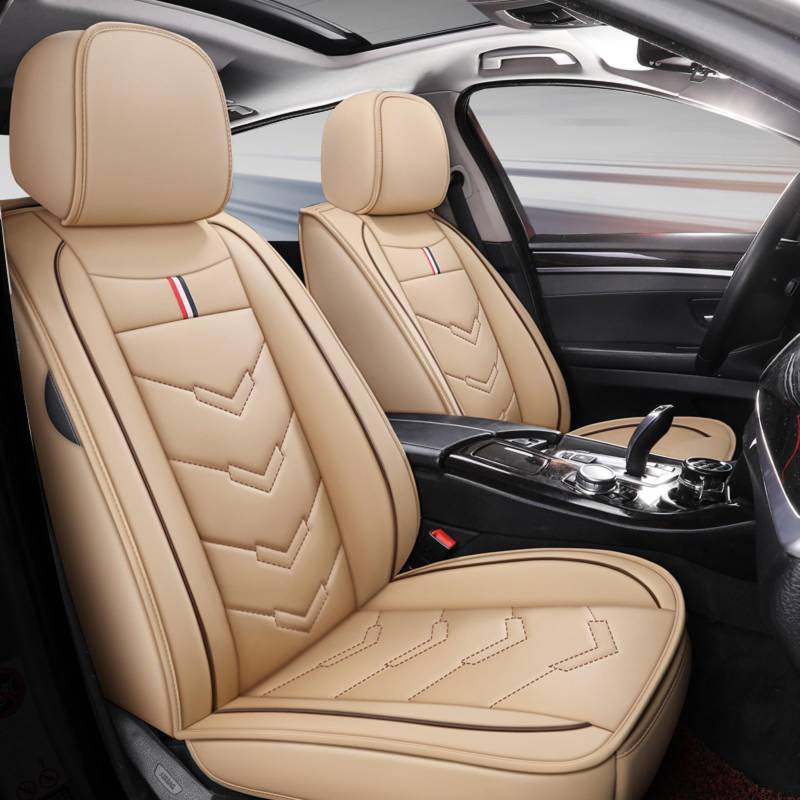 Schonbezüge Für Autositze Für Toyota Prius+ XW3/4, Autositzbezüge Universell, Autositzbezug Leder, 5 Sitze,Wasserdichtes，Atmungsaktives, Verschleißfestes(Beige) von Generic