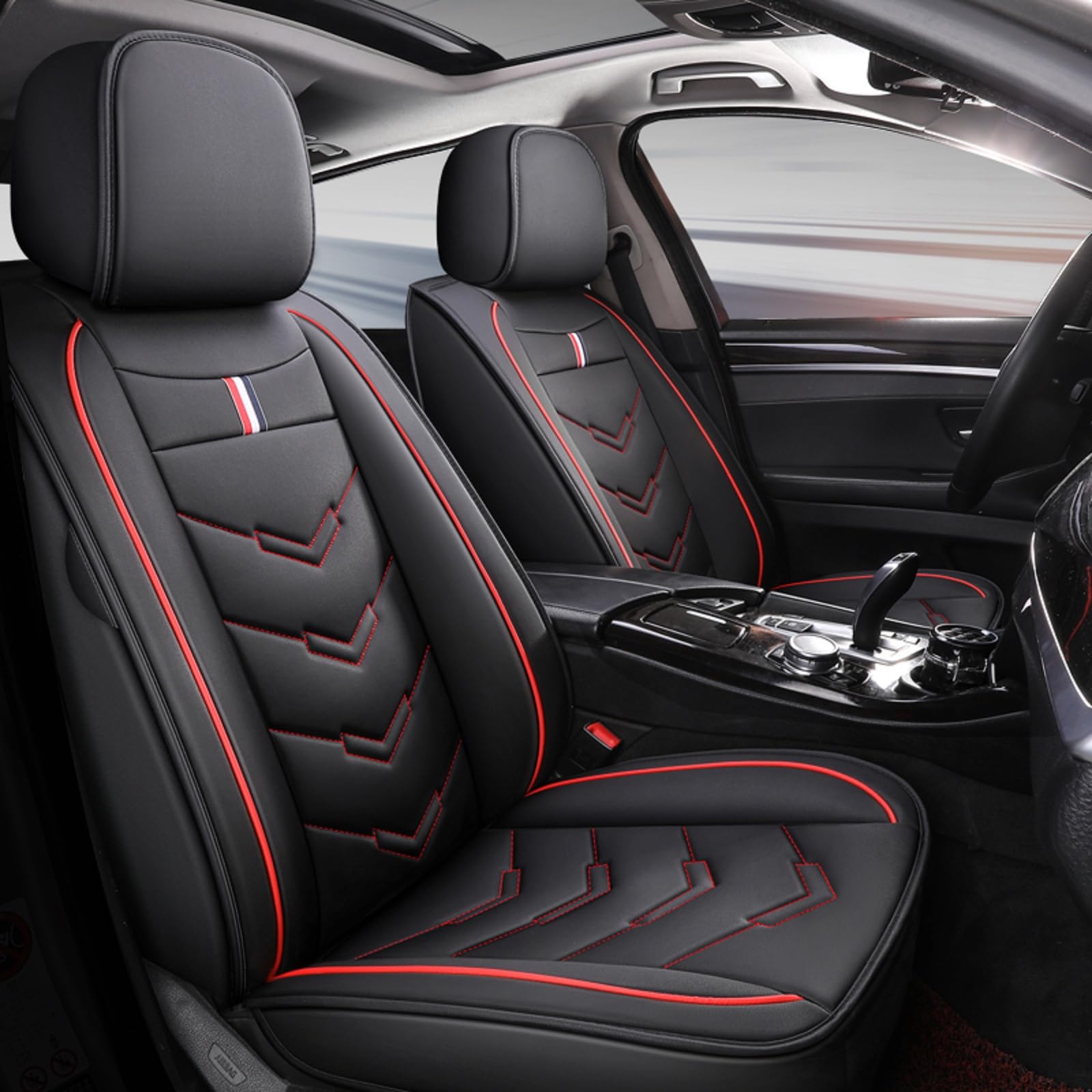 Schonbezüge Für Autositze Für Toyota Prius+ XW3/4, Autositzbezüge Universell, Autositzbezug Leder, 5 Sitze,Wasserdichtes，Atmungsaktives, Verschleißfestes(Black-red) von Generic
