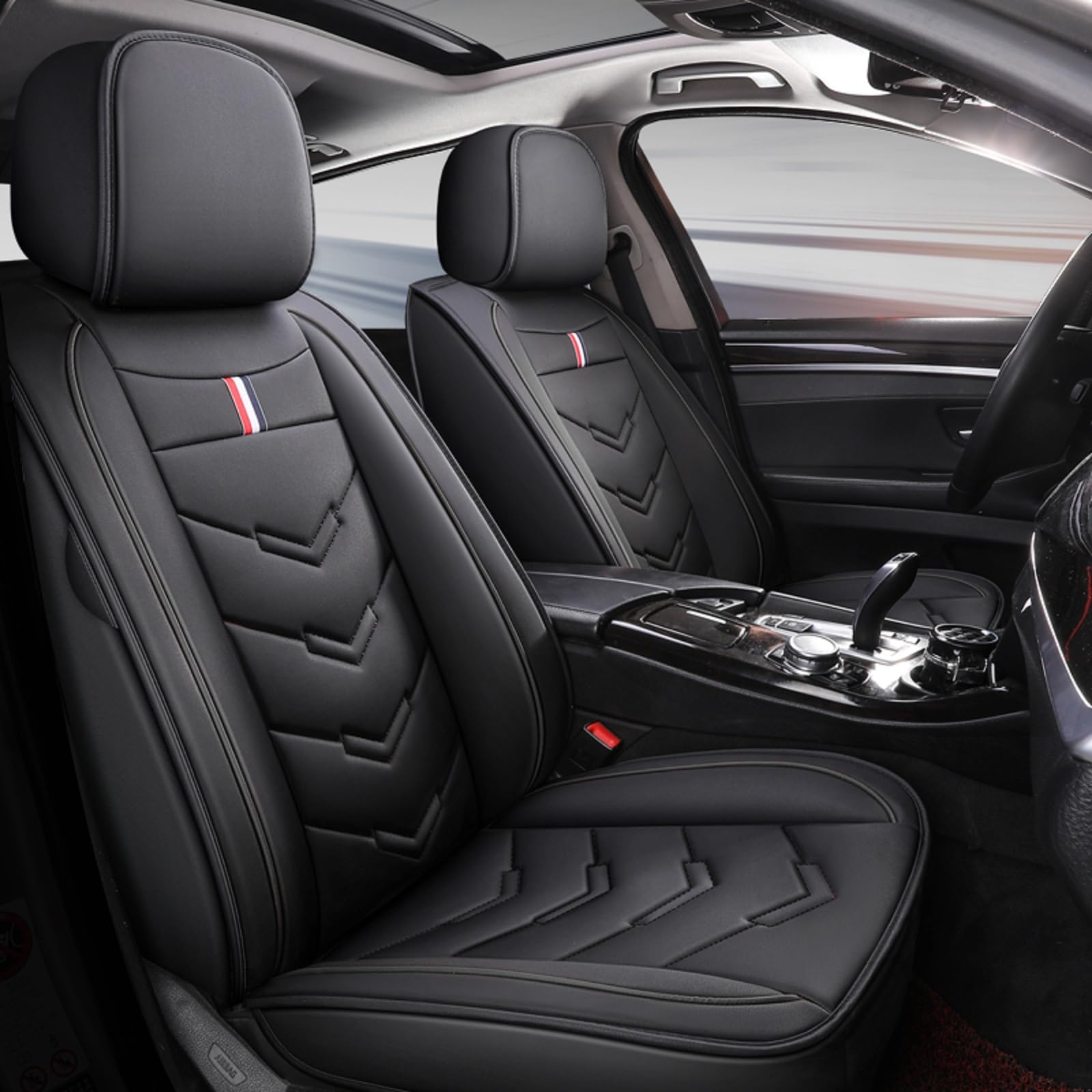 Schonbezüge Für Autositze Für VW ID.3 ID3 2000-2024 2025, Autositzbezüge Universell, Autositzbezug Leder, 5 Sitze,Wasserdichtes，Atmungsaktives, Verschleißfestes(Black) von Generic