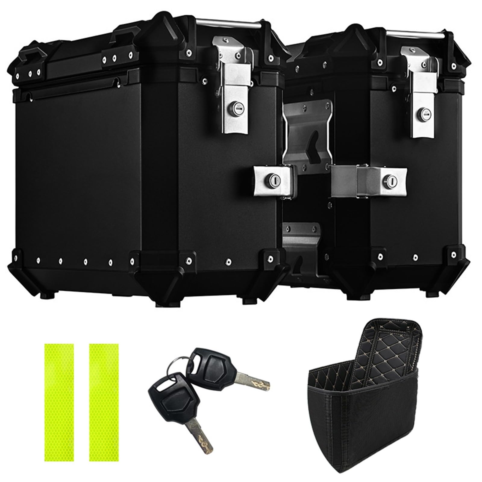 Seitenkoffer Für Motorrad Aluminium Motorrad Heckbox Koffer, 38L Aufbewahrungskoffer Gepäck Mit Sicherheitsschloss, 1 Paar (Color : Schwarz) von Generic