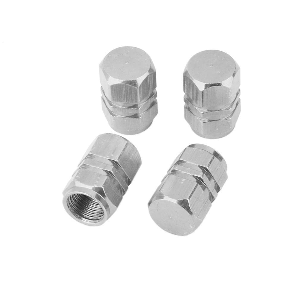 Silberne Autoreifen-Ventilkappen – universelle Passform, Set mit 4 Stück, Aluminiummaterial von Generic