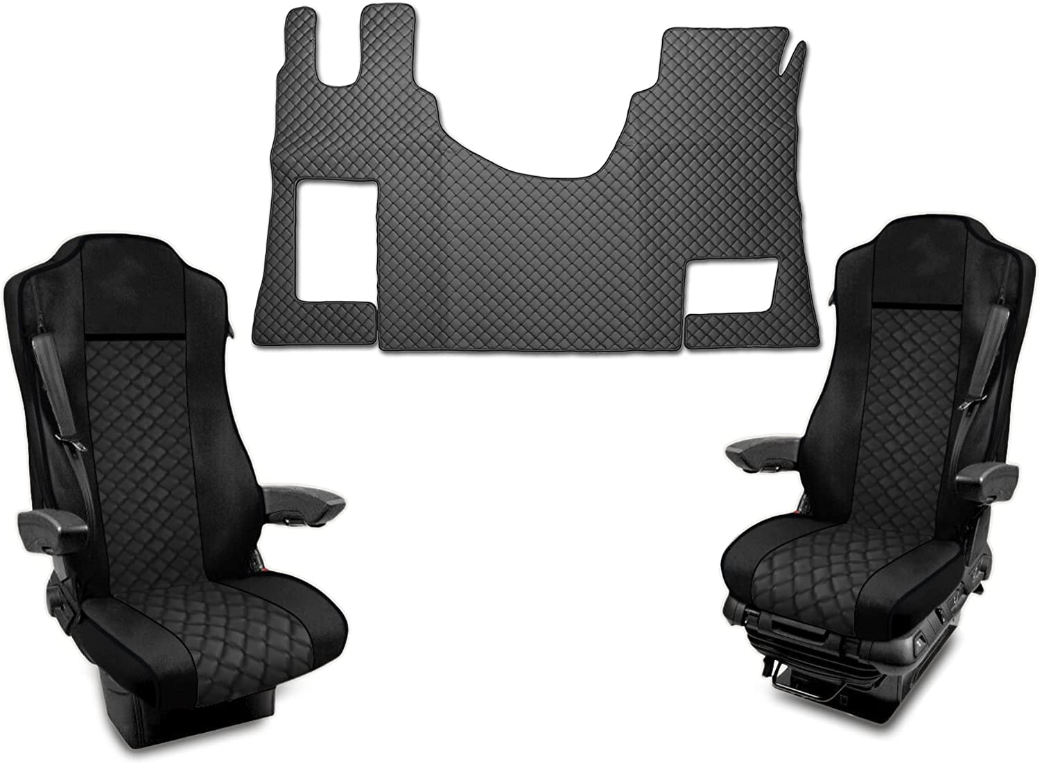 Sitzbezüge 1+1 + Satz Fußmatten Passend Für Actros MP4 Öko-Leder Schwarz Sitzbezüge 1+1 + Satz Fußmatten Passend Für Actros MP4 Öko-Leder Schwarz von Generic