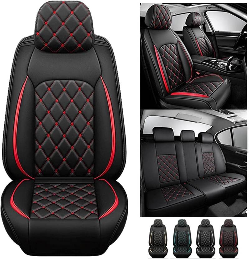 Sitzbezüge Auto Für Audi A6 C4 4A / A6 C4 4A Avant 2025 2024-, Autositzbezüge Leder, Wasserdichtes, Verschleißfestes, Feine, Atmungsaktiv Und Bequem(Black red) von Generic