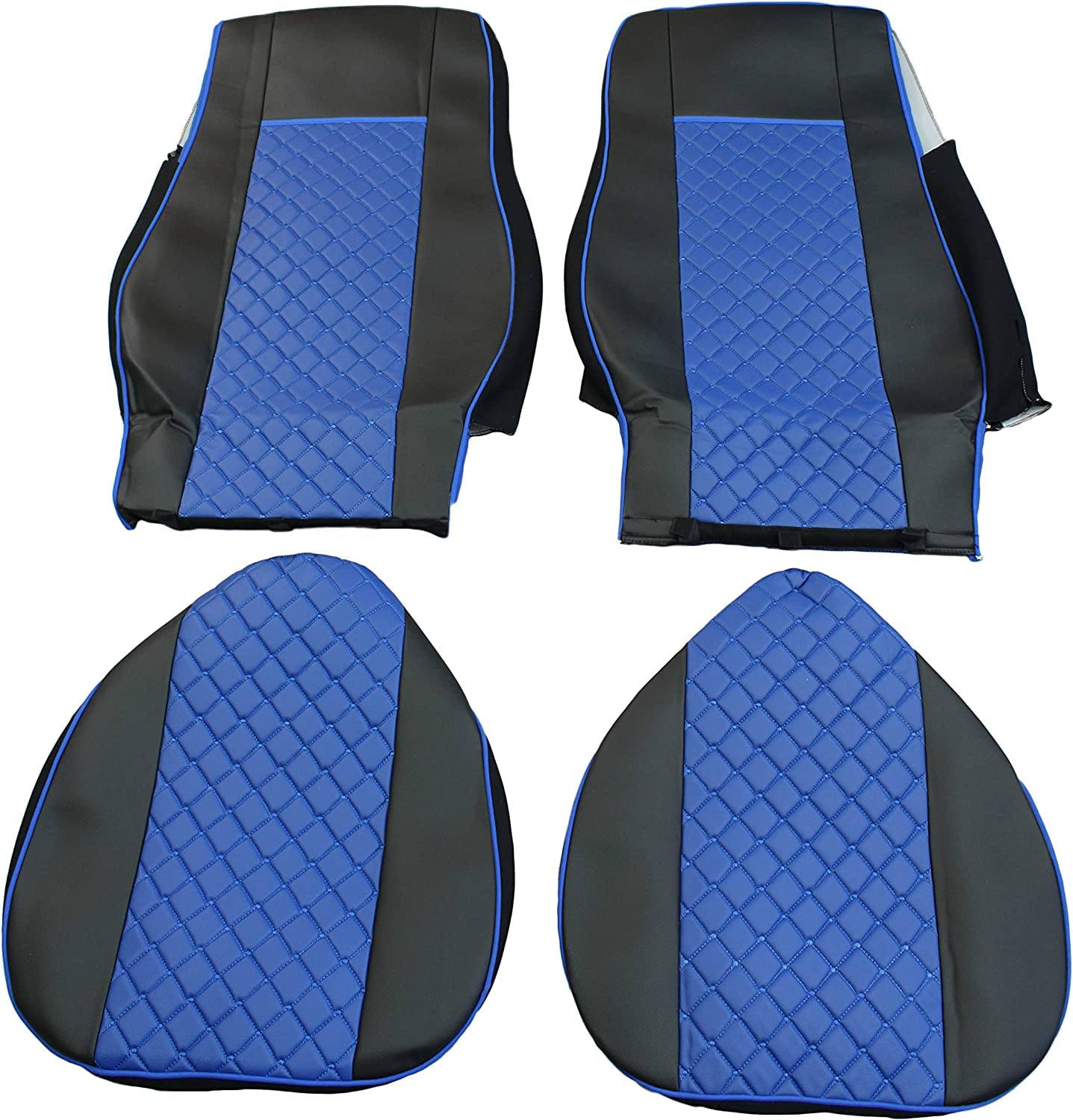 Sitzbezüge Satz Öko-Leder 1+1 Für LKW Sitzauflagen Schonbezüge Passform Für XF CF LF 106 Euro 6 Schwarz und Blau von Generic