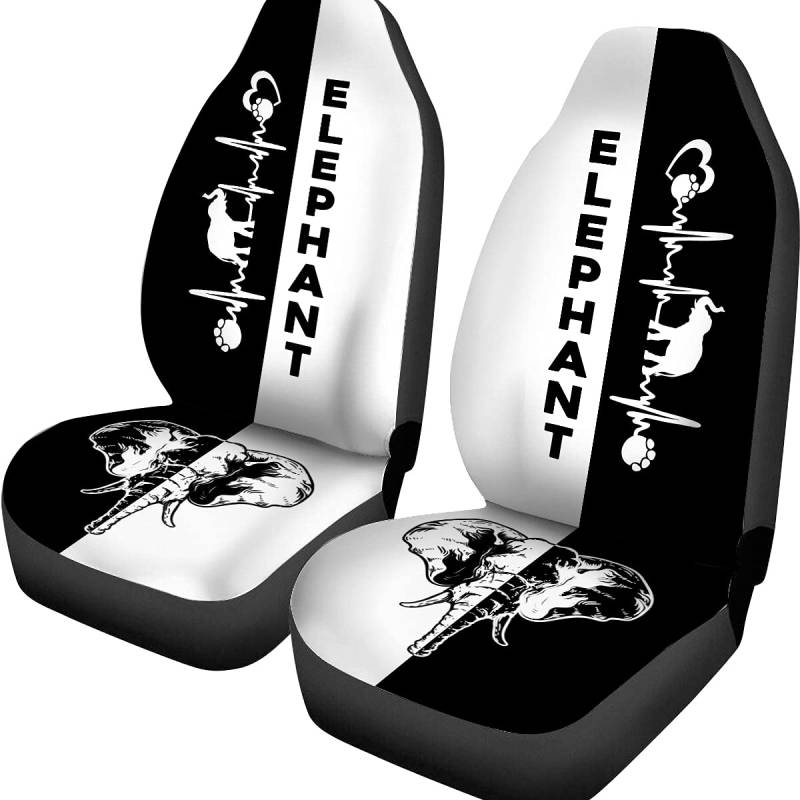 Sitzbezug Auto Vordersitze Elefant Bw Herzschlag Autoschonbezüge Fashion Autositzbezüge Einfach Zu Montierende Autositzbezüge Vordersitze Für Anhänger, Suvs, Wagen, 52X138Cm von Generic