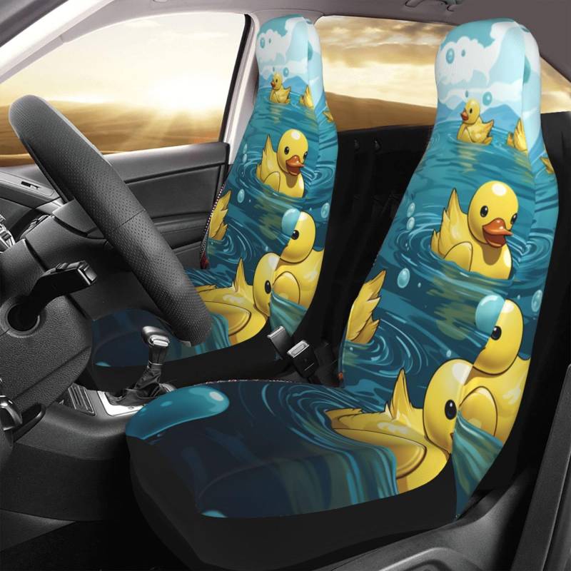 Sitzschoner Sitzbezüge Auto Gummiente Coole Gelbe Enten Pkw-Sitzbezug Coole Schonbezug Autositz Klassisch Universal-Sitzbezug Für 2-Piece Set von Generic