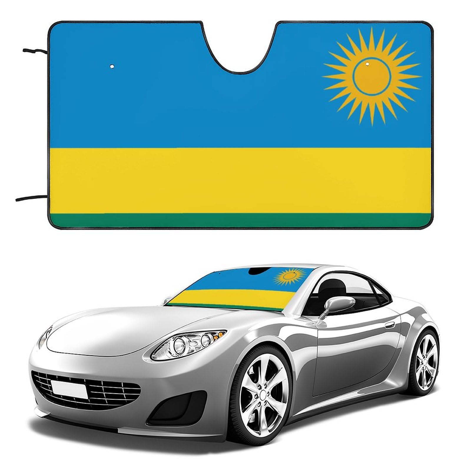 Sonnenschutz für die Windschutzscheibe des Autos,Muster mit Ruanda-Flagge,Oxford-Aluminiumschaum,Wärme- und UV-Blockierung,faltbar,für die meisten Autos,Schutz für das Armaturenbrett Sonnenschutz für die Windschutzscheibe des Autos,Muster mit Ruanda-Flagge,Oxford-Aluminiumschaum,Wärme- und UV-Blockierung,faltbar,für die meisten Autos,Schutz für das Armaturenbrett von Generic
