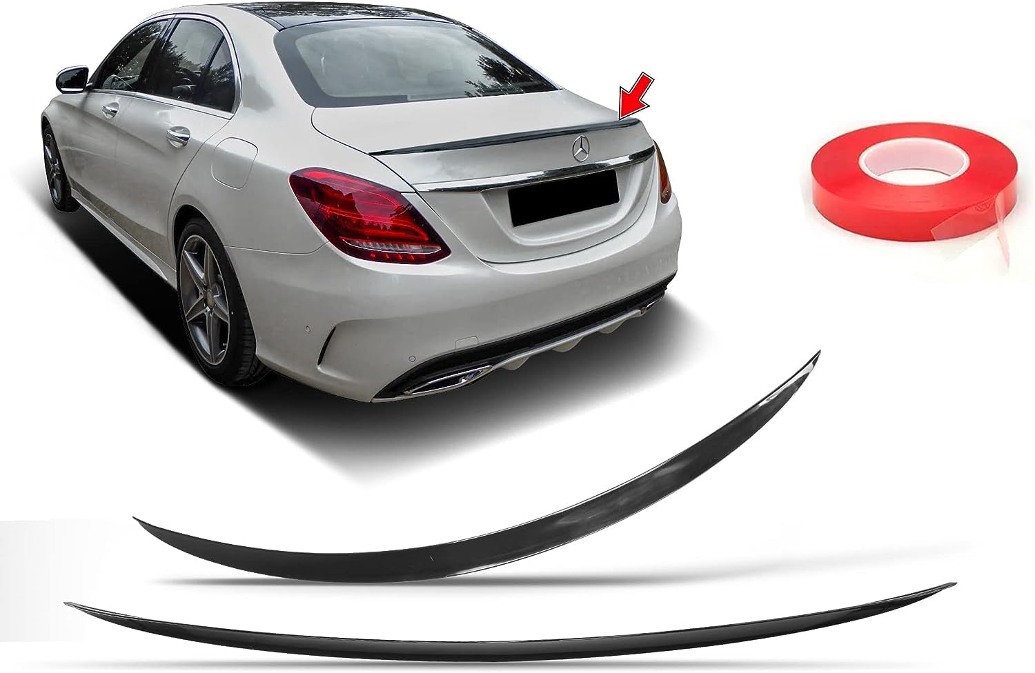 Spoilerlippe Heckspoiler für Lippe für C W205 Spoiler Schwarz Glanz Passend Saloon und Doppelkleber Spoilerlippe Heckspoiler für Lippe für C W205 Spoiler Schwarz Glanz Passend Saloon und Doppelkleber von Generic