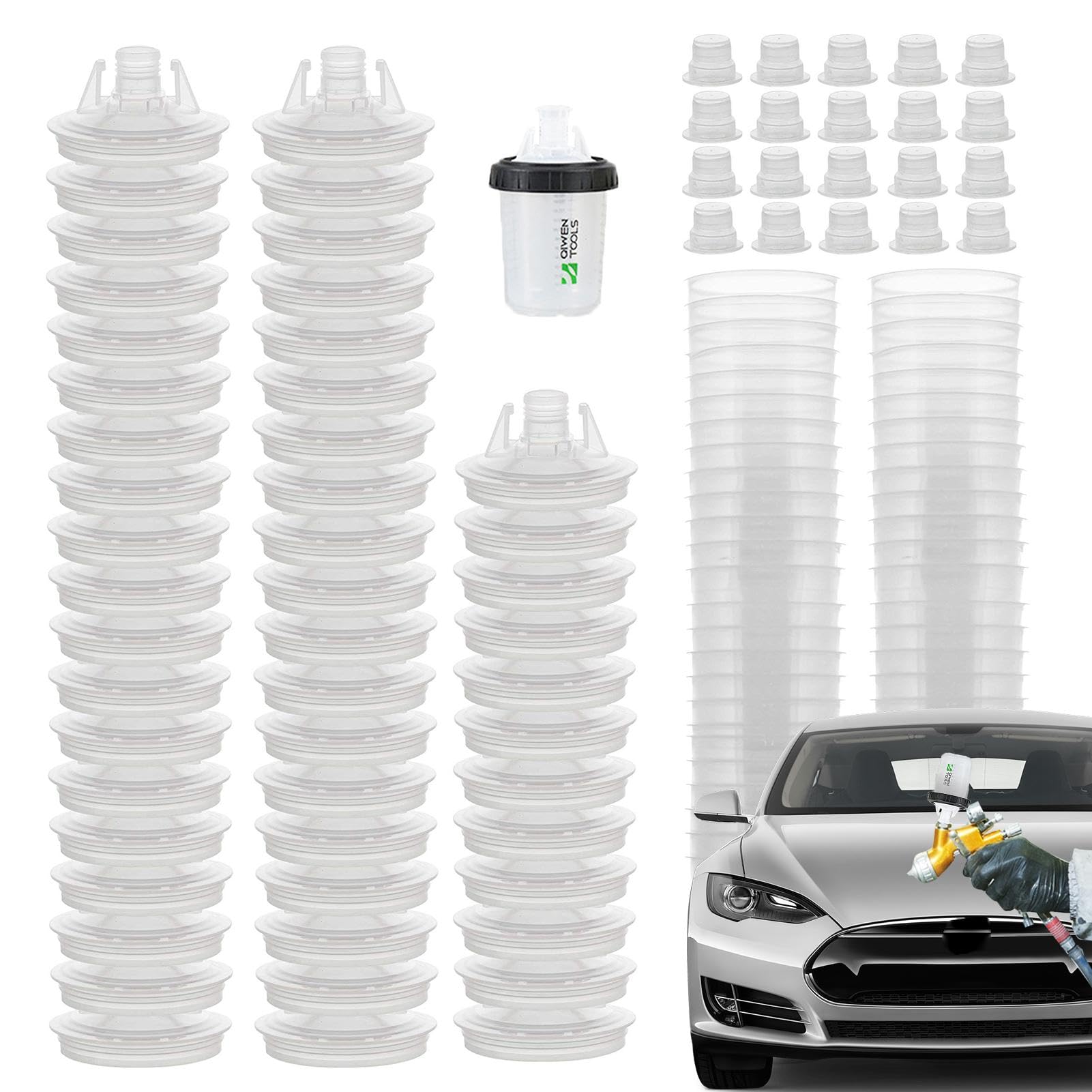 Sprühbecher Auto - Sichere Sprühfarbe mit transparenter Skala, Klarspülbecher für Pinselreiniger | Sprühpistolen und Zubehör mit 50 gob System Sprühbecher Auto - Sichere Sprühfarbe mit transparenter Skala, Klarspülbecher für Pinselreiniger | Sprühpistolen und Zubehör mit 50 gob System von Generic
