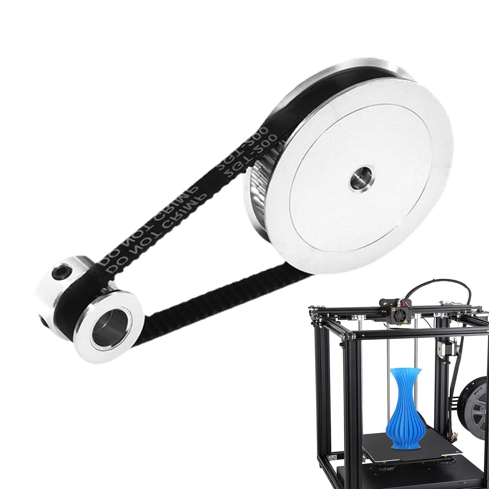 Synchronrad mit 8 mm Bohrung, Synchronrad, 20 und 60 Zähne, Aluminium-Zahnriemenscheibe – Zahnriemen mit 6 mm Riemen, mechanische Motorrolle für 3D-Drucker von Generic