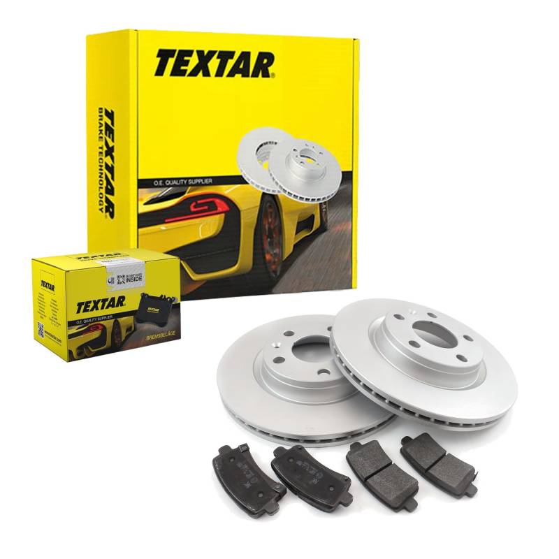 TEXTAR Bremsen Set Bremsscheiben Scheibenbremsen Ø310 belüftet beschichtet hinten + Bremsbeläge Bremsklötze für Passat Variant T-ROC Tiguan Golf VII Arteon Atlas A3 Sportback Q2 von Generic