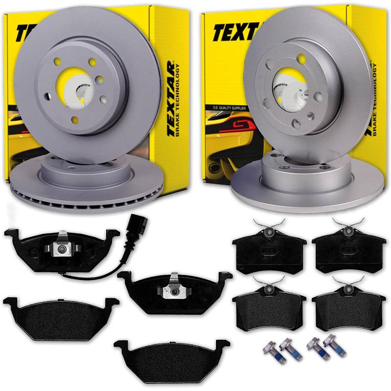 TEXTAR Bremsscheiben + Beläge vorne + hinten für Golf 4 A3 Leon Octavia von BandelOne