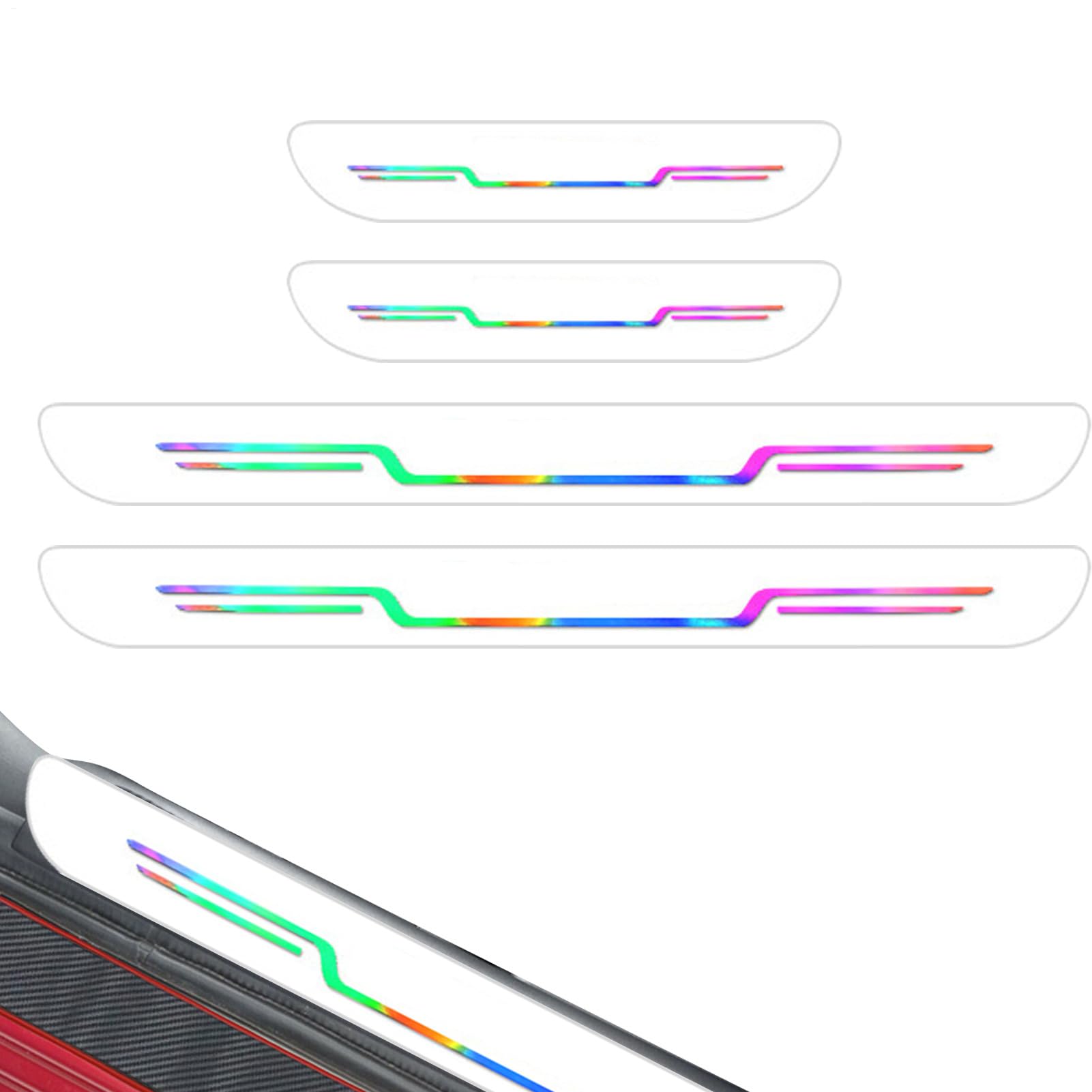 Türschwelle Beschützer - 4 Autotür Eingangswache | Doorsill Guards | Sillstrip -Schwellenwertschutz | Schützende Anti-Kratzer-farbenfrohe 4x-Aufkleber für Schutzfahrzeuge Dekoration Auto Trucks Stufen Türschwelle Beschützer - 4 Autotür Eingangswache | Doorsill Guards | Sillstrip -Schwellenwertschutz | Schützende Anti-Kratzer-farbenfrohe 4x-Aufkleber für Schutzfahrzeuge Dekoration Auto Trucks Stufen von Generic