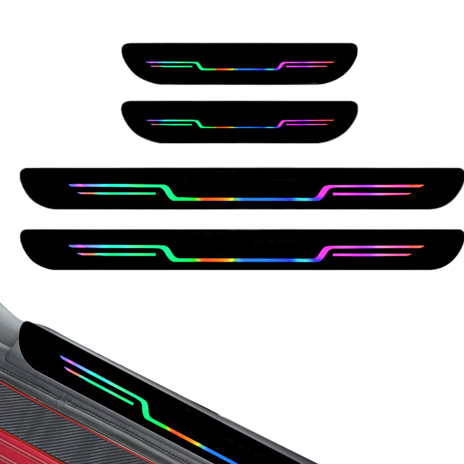Türschwelle Beschützer - Autotüreingangswache | Doorsill Guards | Sillstrip -Schwellenwertschutz | Schützende Anti-Kratzer-farbenfrohe 4X-Aufkleber für Schutzfahrzeuge Dekoration Auto Trucks Stufen von Generic
