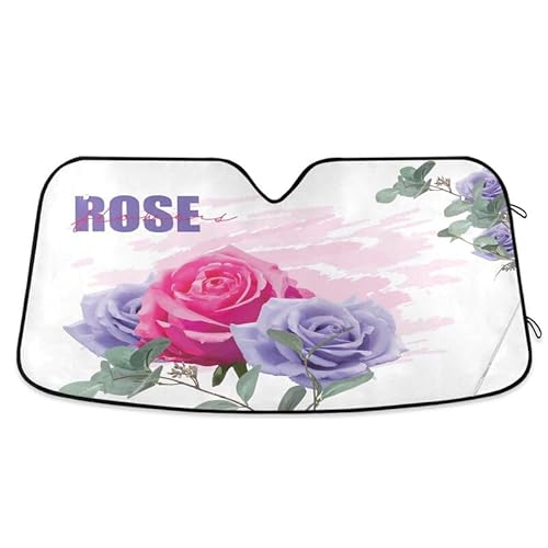 Universal Frontscheibenabdeckung Frühling Roses Blumen Vintage Aquarell Sommer Wasserbeständig Auto Windschutzscheiben Abdeckung Sonnenschutz Auto Sonnenschutz Für Sommer M von Generic