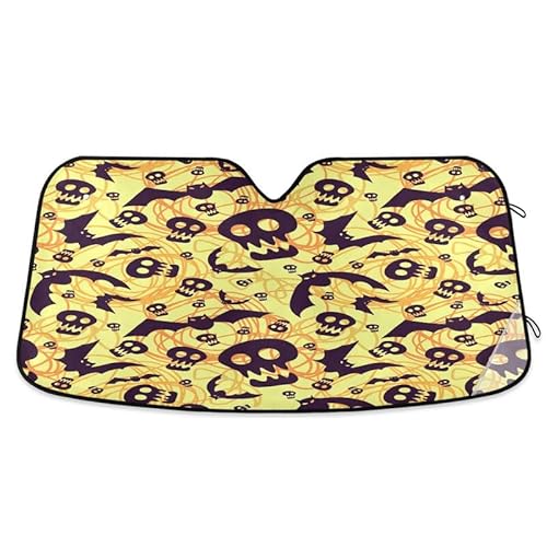 Universal Windschutzscheibenabdeckung Halloween Totenköpfe Fledermäuse Kindisch Cartoon Wasserbeständig Auto Windschutzscheiben Abdeckung Faltbar Frontscheibenabdeckung Für Geländewagen M von Generic