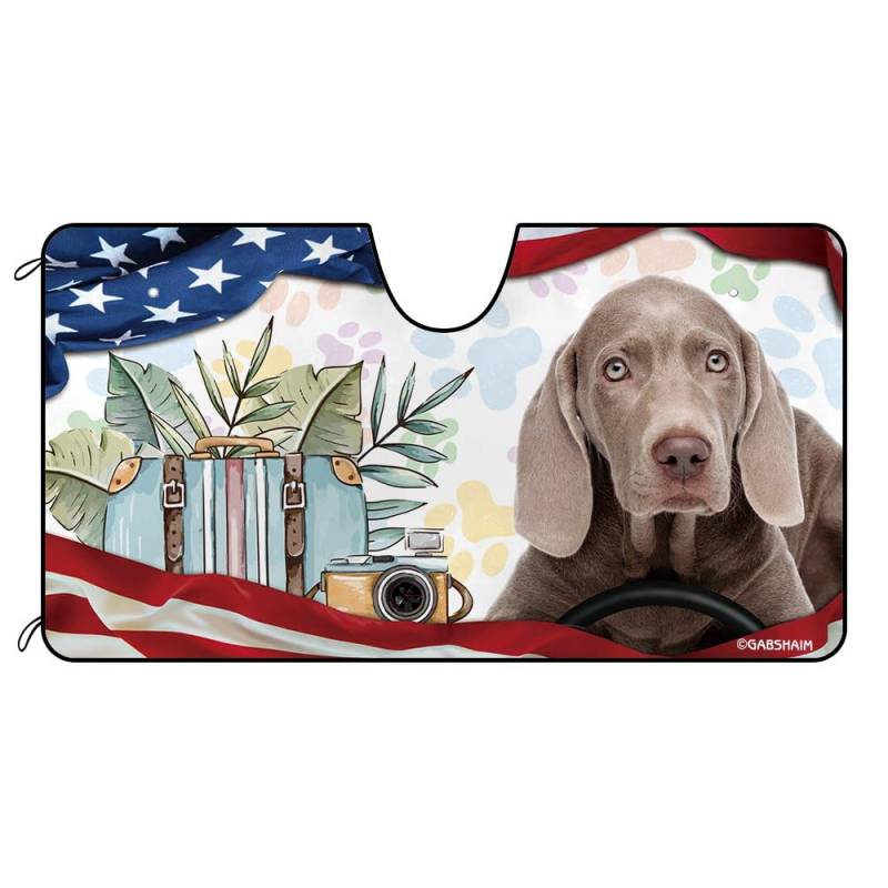 Weimaraner - Lustiger Hund Bunte Pfoten Sonnenschutz Auto Frontscheibe Wasserbeständig Einfache Lagerung Auto Windschutzscheibe Sonnenblende Universal Für Wagen Sommer Geländewagen von Generic