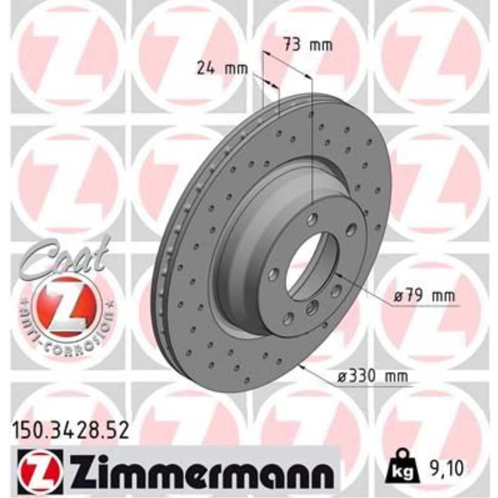 ZIMMERMANN Bremsen Set Bremsscheiben Scheibenbremsen Ø330 belüftet beschichtet vorne + Bremsbeläge Bremsklötze für 3er Touring X1 von Generic