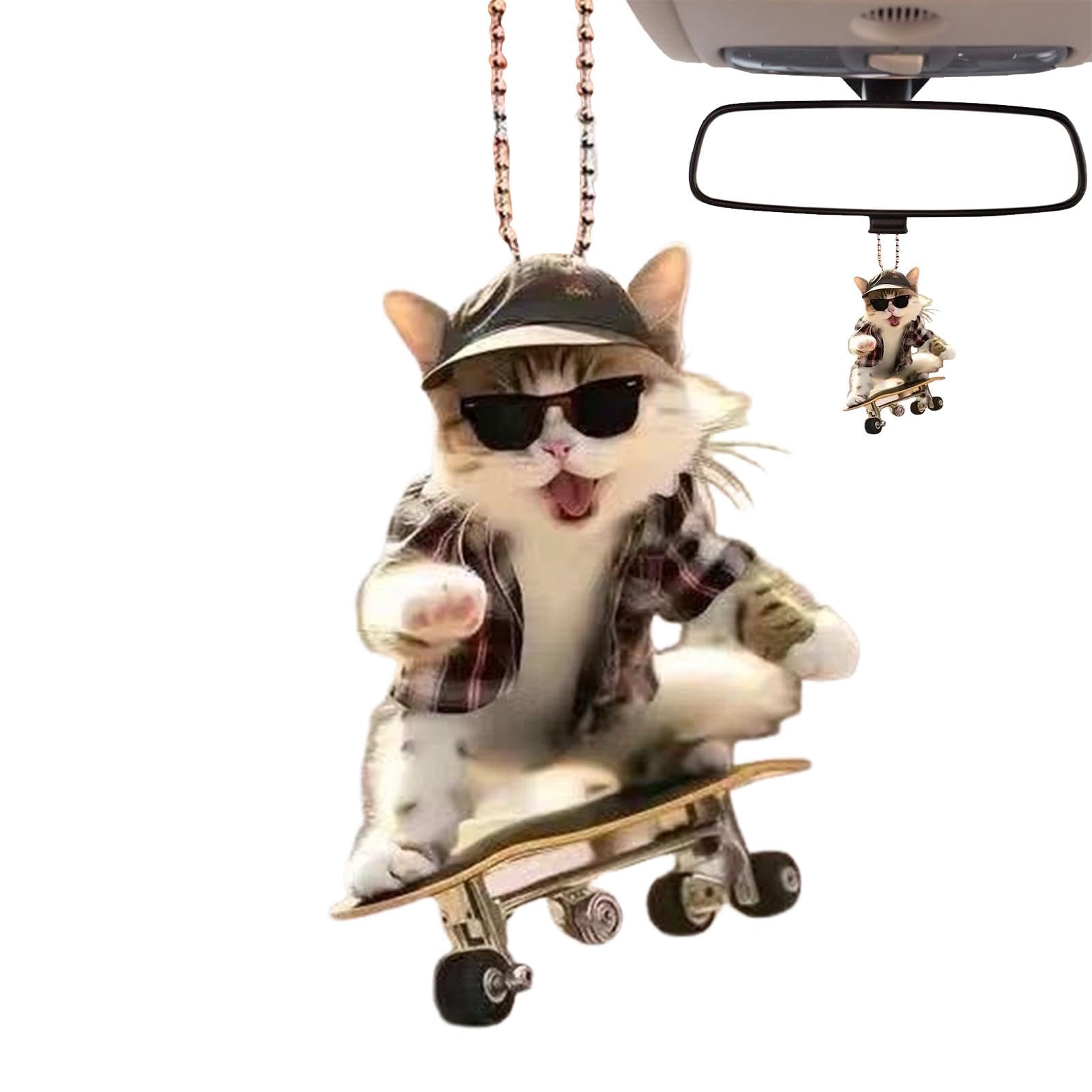 Cat Car Ornament - Schlüsselanhänger für Autoanhänger | Auto-Rücksichtlinsen-Dekoration | Autoschmuck für Rückansicht | Realistische Innenrücksichtlinse für Backpack & Purse Cat Car Ornament - Schlüsselanhänger für Autoanhänger | Auto-Rücksichtlinsen-Dekoration | Autoschmuck für Rückansicht | Realistische Innenrücksichtlinse für Backpack & Purse von Genérico