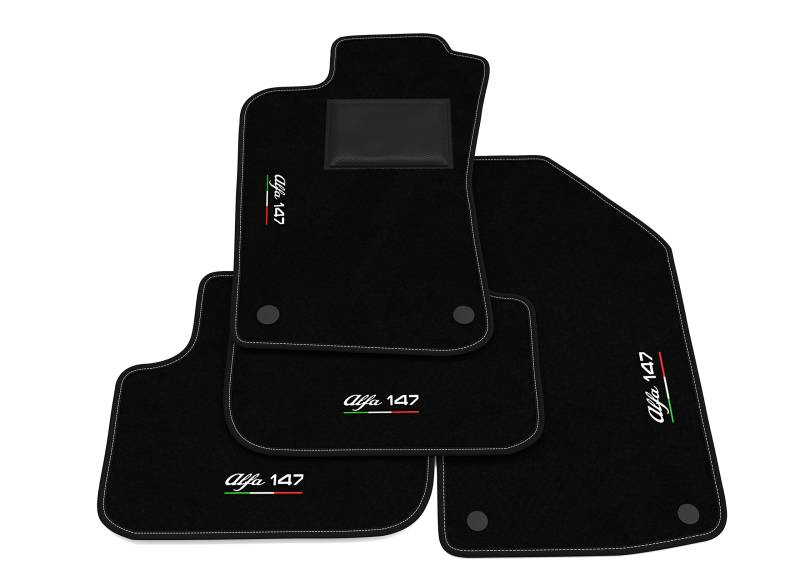 Fußmatten kompatibel mit Alfa Romeo 147, Stickerei Alfa 147 Ita-Flagge, maßgeschneiderte Automatten Set, Teppich Set, Autoteppich von Generico