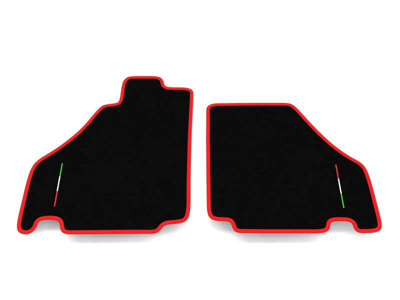 Fußmatten kompatibel mit Ferrari F430, maßgeschneidertes Automatten-Set, Velours, Autoteppich, Stickerei Flagge, roter Rand. von Generico