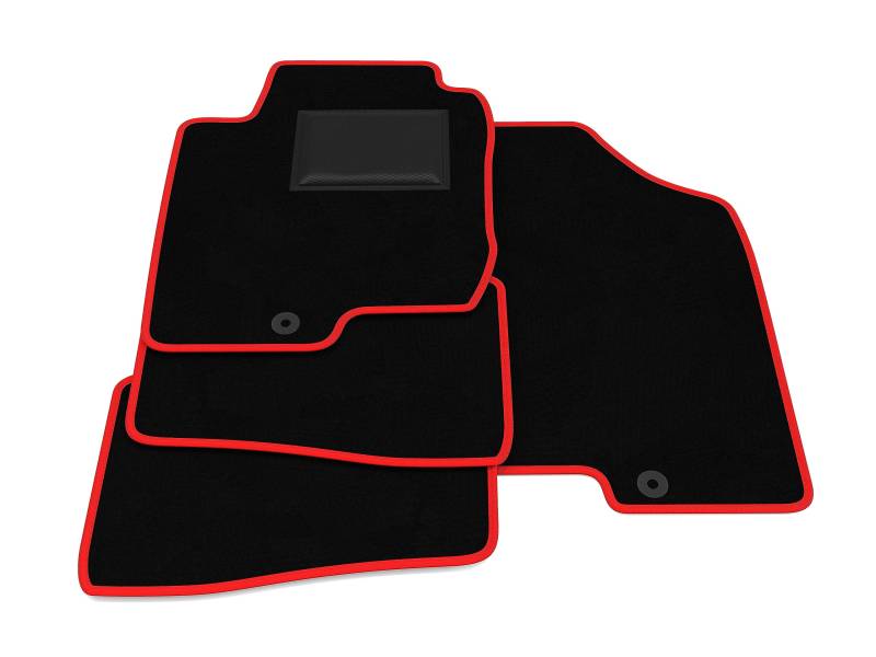 Fußmatten kompatibel mit Kia Ceed 2007-2009 -1 Haken Fahrerseite, roter Rand, maßgeschneidertes Automatten-Set, Velours Fußmatten Set, Autoteppich von Generico