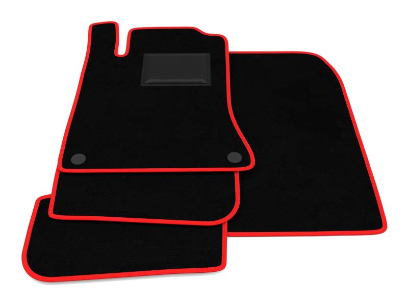 Fußmatten kompatibel mit Mercedes Classe-B W246 2011-2019, roter Rand, maßgeschneiderte Automatten Set, Velours, Autoteppich-Set von Generico