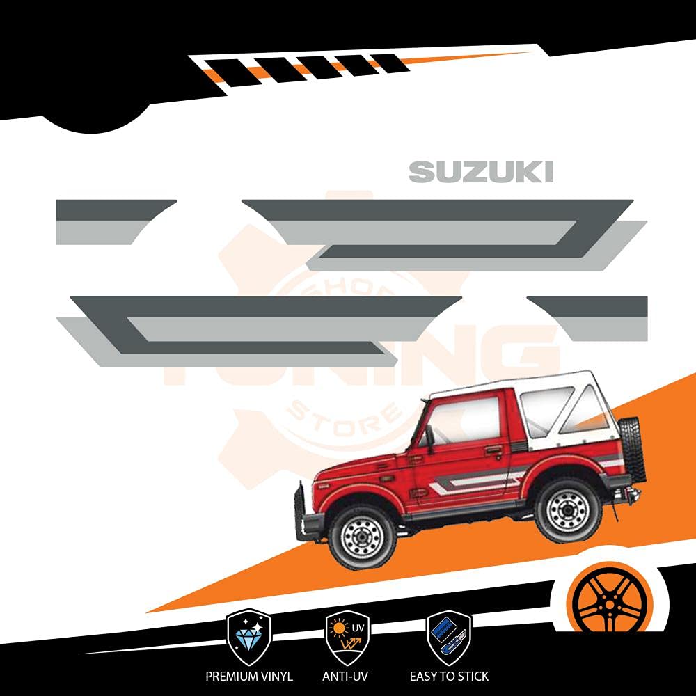 Generico Auto-Aufkleber-Set für Suzuki Samurai Grau Linear von Generico