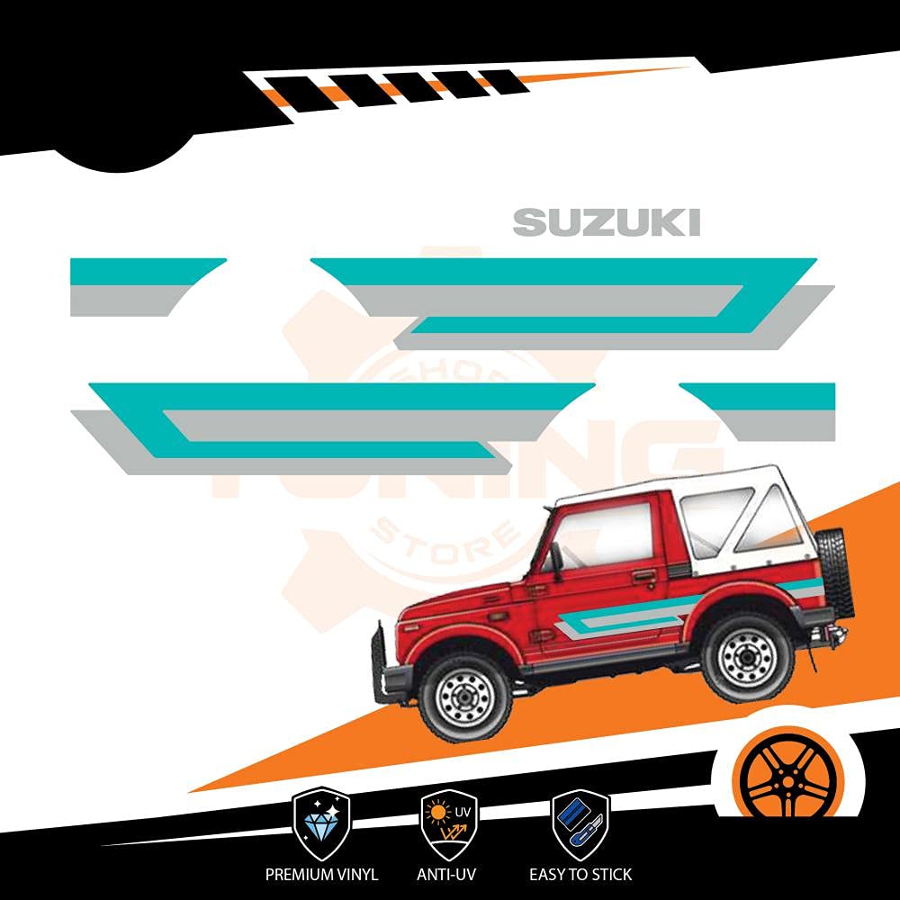 Generico Auto-Aufkleber-Set für Suzuki Samurai Grün Linear von Generico